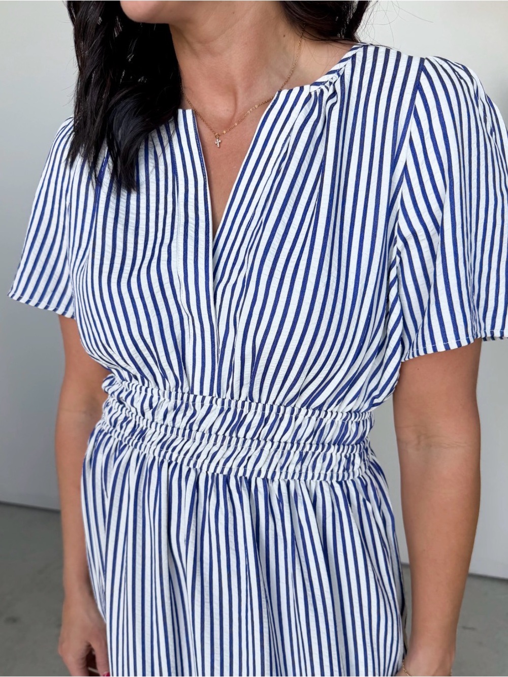 Cider Women's XL Cotton blend Blue and White Striped Dress